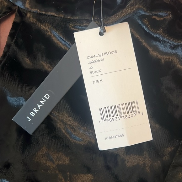 NWT J Brand Chani Black Short Sleeved Velvet Keyhole Top. Front & back keyholes - Picture 10 of 10